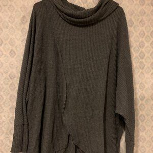 XL Lularoe Kristen Cowl Neck Pullover Waffle Knit Solid Gray